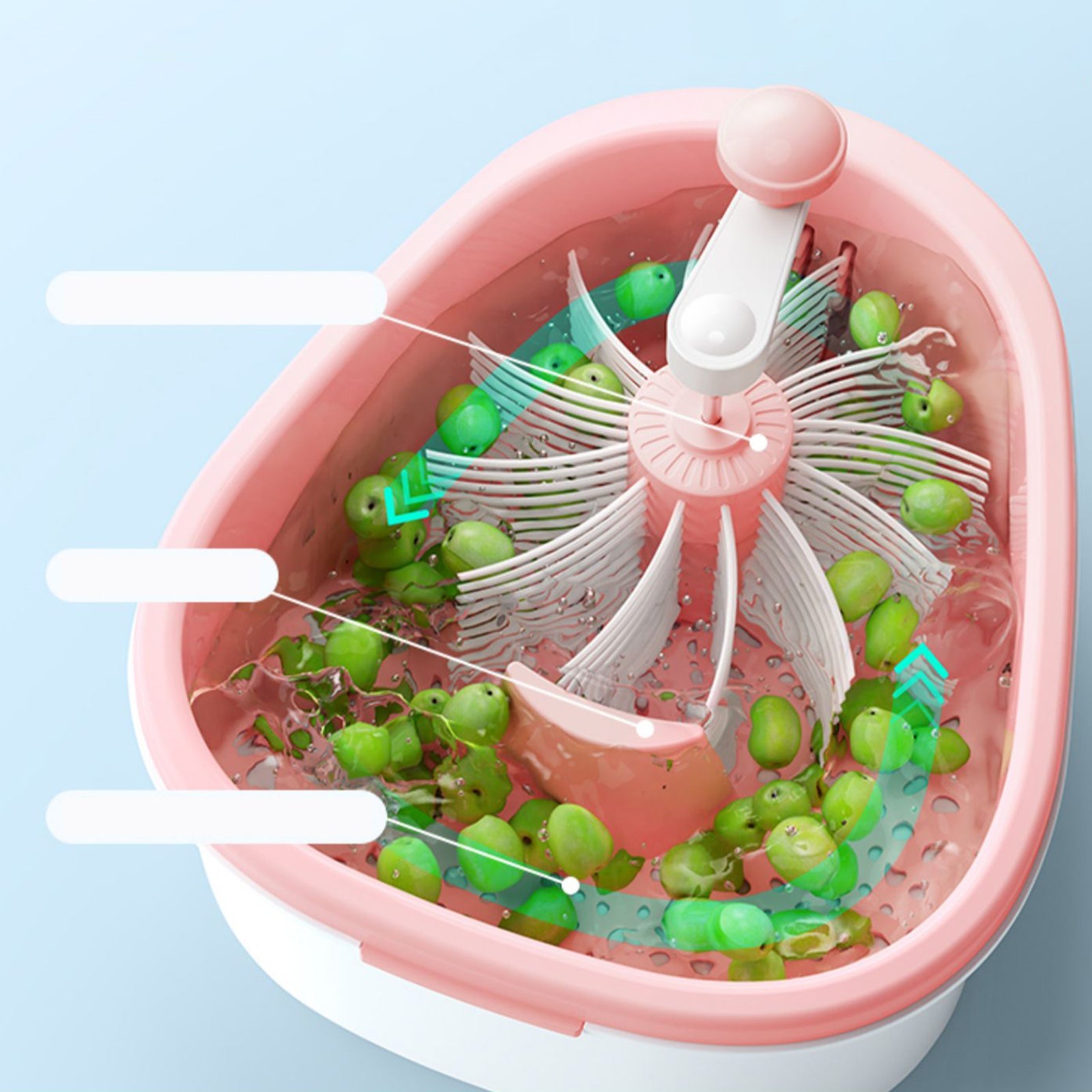 Hands-Free Fruit and Vegetable Washer with Manual Crank – Automatic Spin Cleaning Bowl for Kitchen