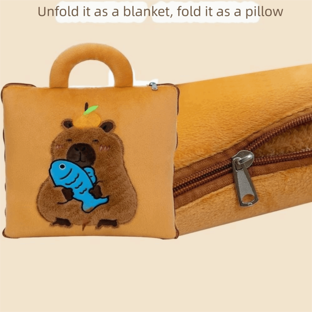 3-in-1 Cartoon Cushion Blanket – Plush Pillow & Travel Blanket