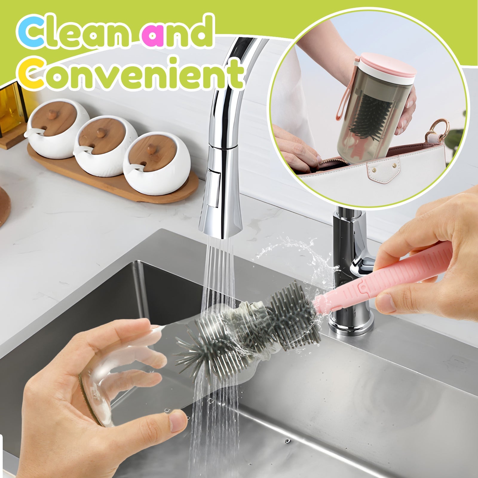 Multi-Functional Baby Bottle Cleaner Kit – Bottle, Nipple & Straw Brushes