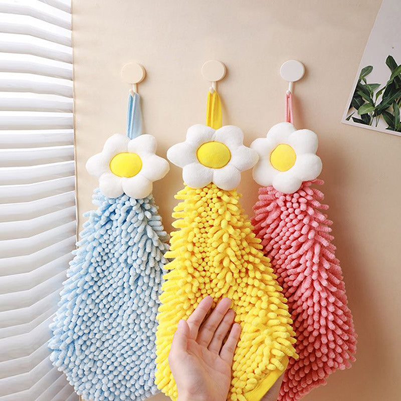 Floral Daisy Hanging Microfiber Hand Towel
