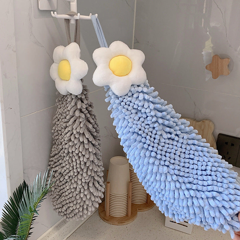 Floral Daisy Hanging Microfiber Hand Towel