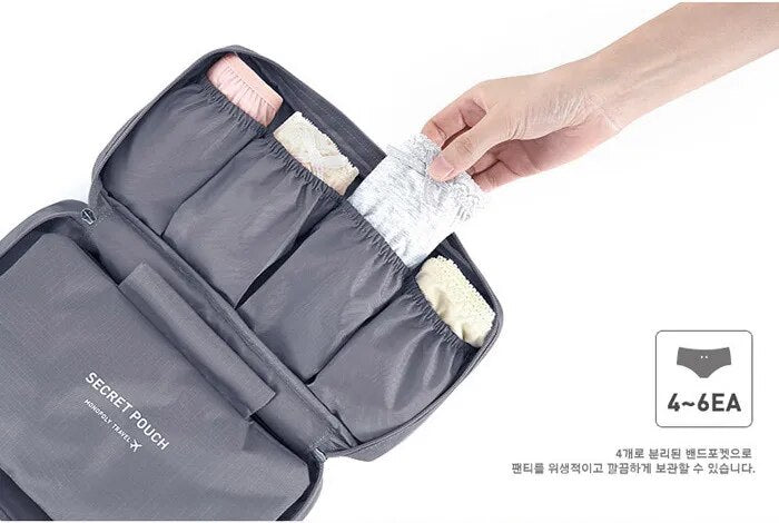 Travel Underwear and Bra Organizer Bag – Portable Lingerie Storage Pouch with Compartments for Socks, Panties, and Bras