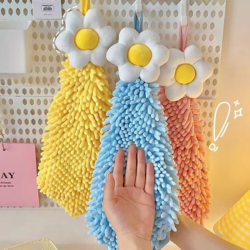 Floral Daisy Hanging Microfiber Hand Towel