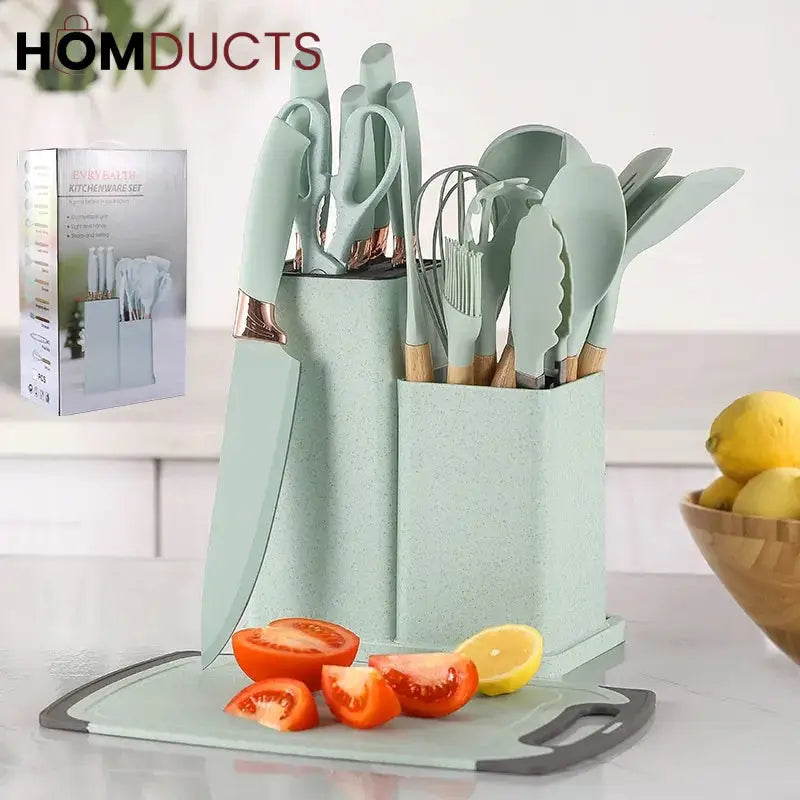 19Pcs Kitchen Utensils With Knife Set
