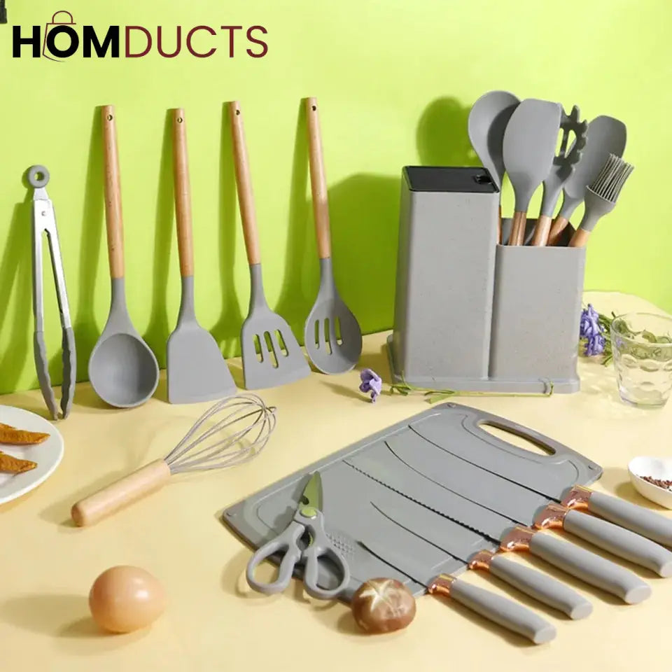 19Pcs Kitchen Utensils With Knife Set