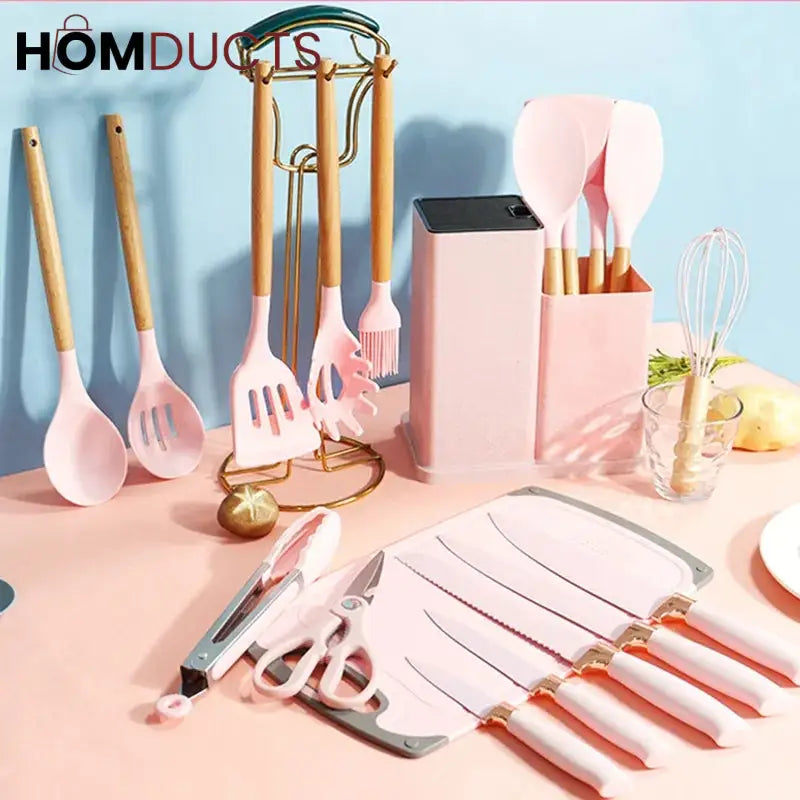 19Pcs Kitchen Utensils With Knife Set