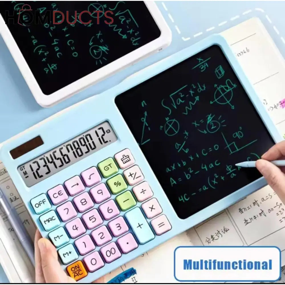 2-in-1 Pastel Calculator with LCD Writing Pad – Student Desk Essential