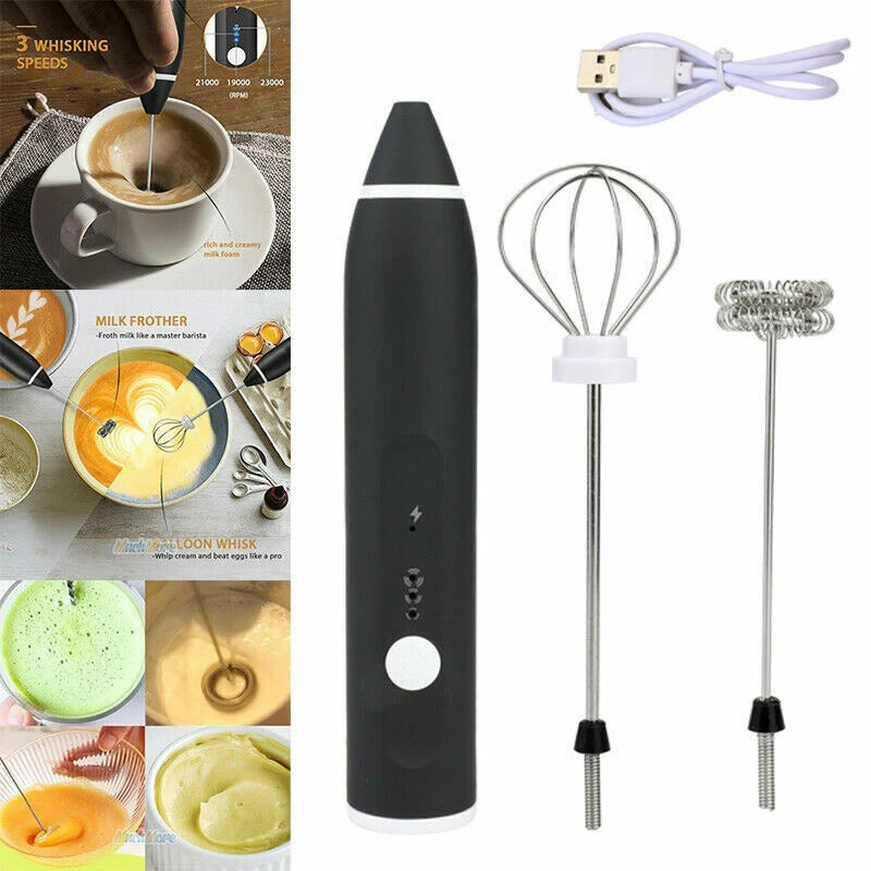 2-in-1 Rechargeable Coffee Beater & Electric Milk Frother – Smooth Mixing