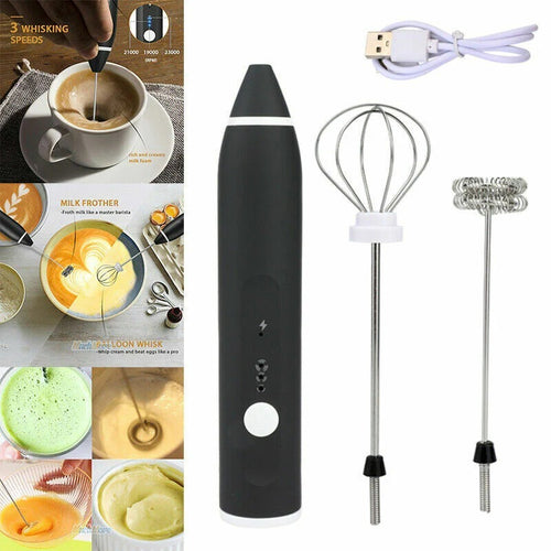 2-in-1 Rechargeable Coffee Beater & Electric Milk Frother – Smooth Mixing
