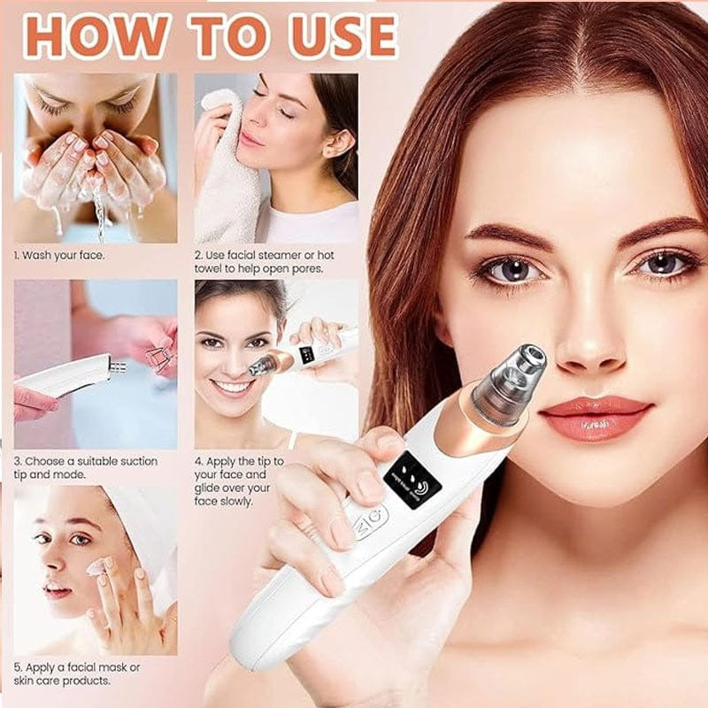 Electric Blackhead Remover | Vacuum Acne & Pore Cleaner | 5 Heads Suction Machin