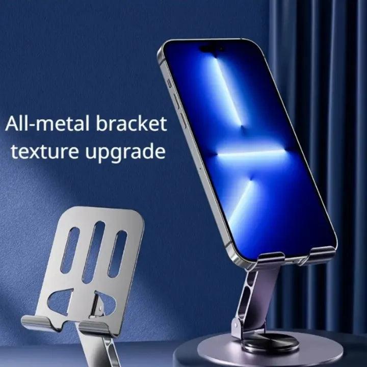 Metal Body Adjustable Phone Holder – Foldable Desktop Stand for Mobile Phones