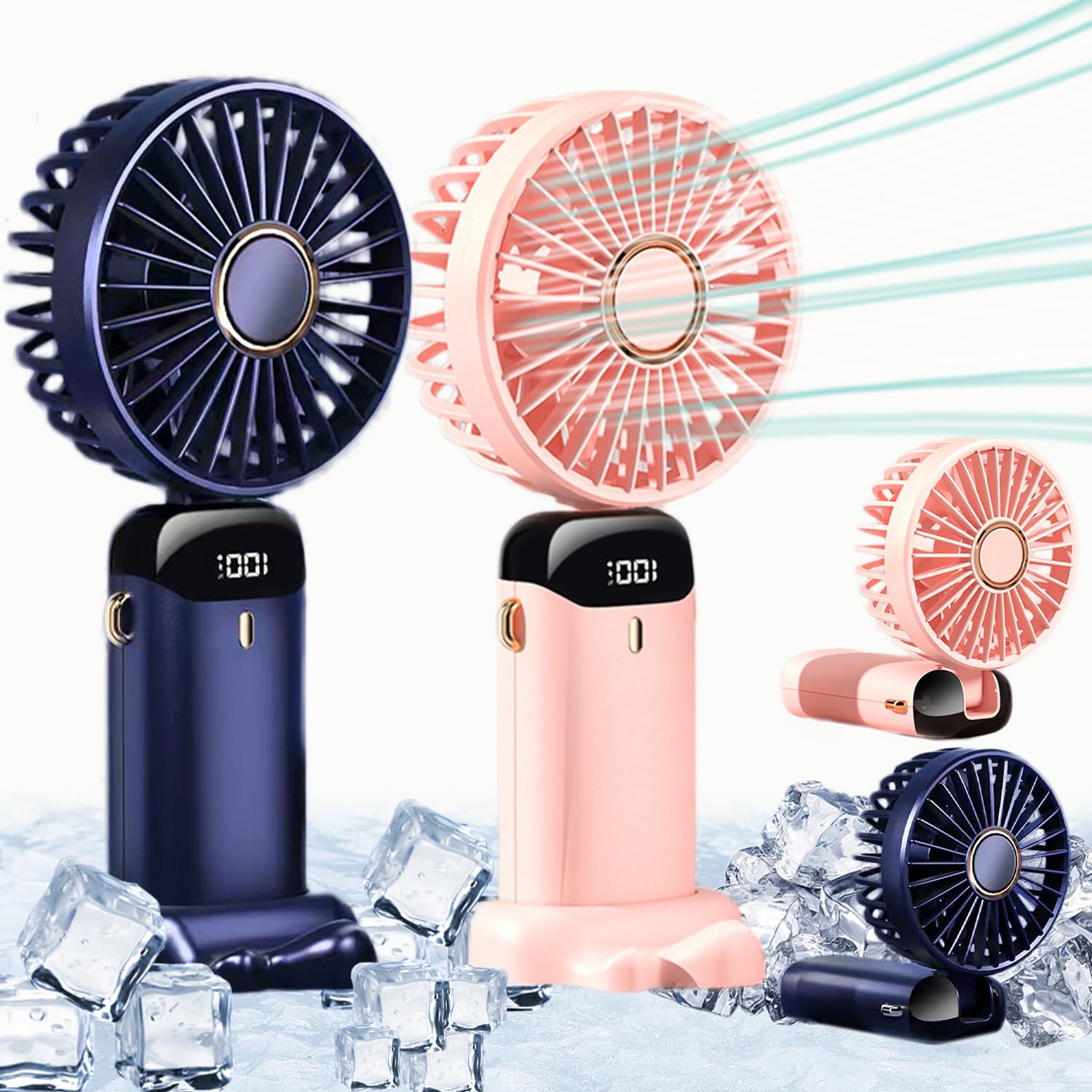 Portable Rechargeable Mini Hand Fan with LED Display, 5 Speed Modes – Handy Cooling Fan for Kids, School & Outdoor Use