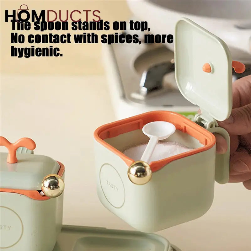 3-Piece Modern Spice Jar Set with Tray & Spoons – Airtight Containers for Kitchen Storage