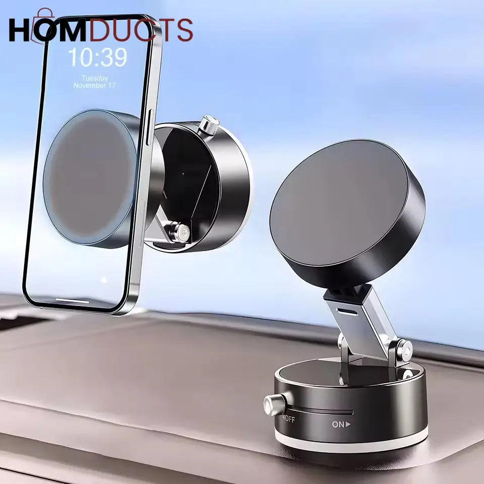 360° Magnetic Phone Holder with Auto-Tracking Rotation – Strong Magnetic Suction Mount for Desk & Tabletop Use