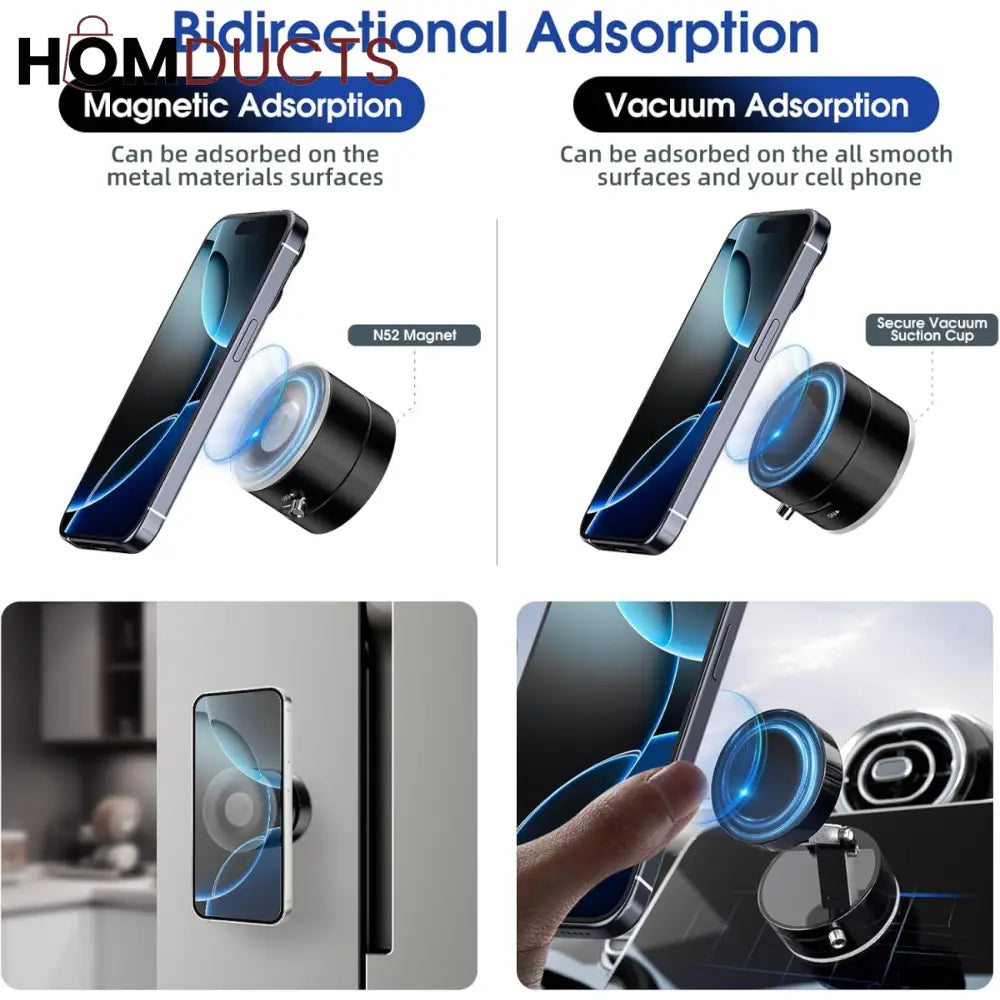 360° Magnetic Phone Holder with Auto-Tracking Rotation – Strong Magnetic Suction Mount for Desk & Tabletop Use