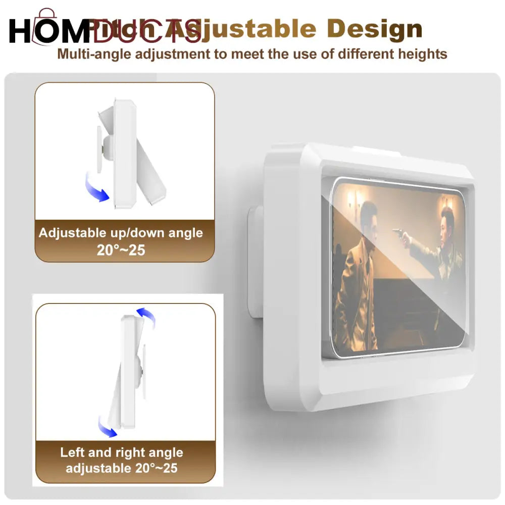 360° Rotating Waterproof Wall Mount Phone Holder – Touchscreen Shower Phone Case for Bathroom & Kitchen