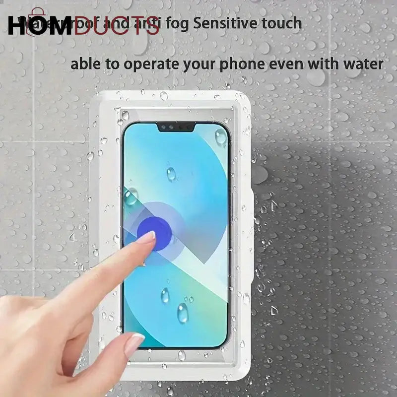 360° Rotating Waterproof Wall Mount Phone Holder – Touchscreen Shower Phone Case for Bathroom & Kitchen