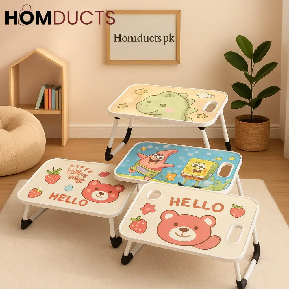 3D Cartoon Folding Kids Study Table – Adjustable Lap Desk for Drawing, Writing & Homework