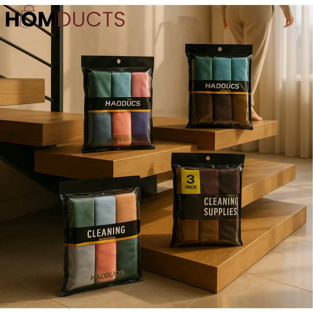6-Piece Premium Microfiber Cleaning Cloth Set – Ultra-Soft, Multi-Surface, Reusable Wipes