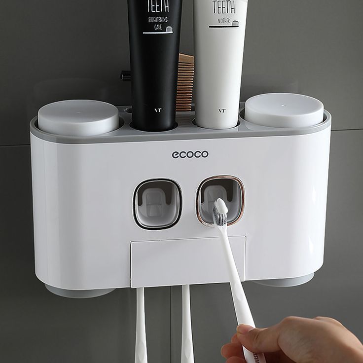 Wall Mounted Ecoco Toothpaste Dispenser and Toothbrush Holder – Automatic Bathroom Organizer Set