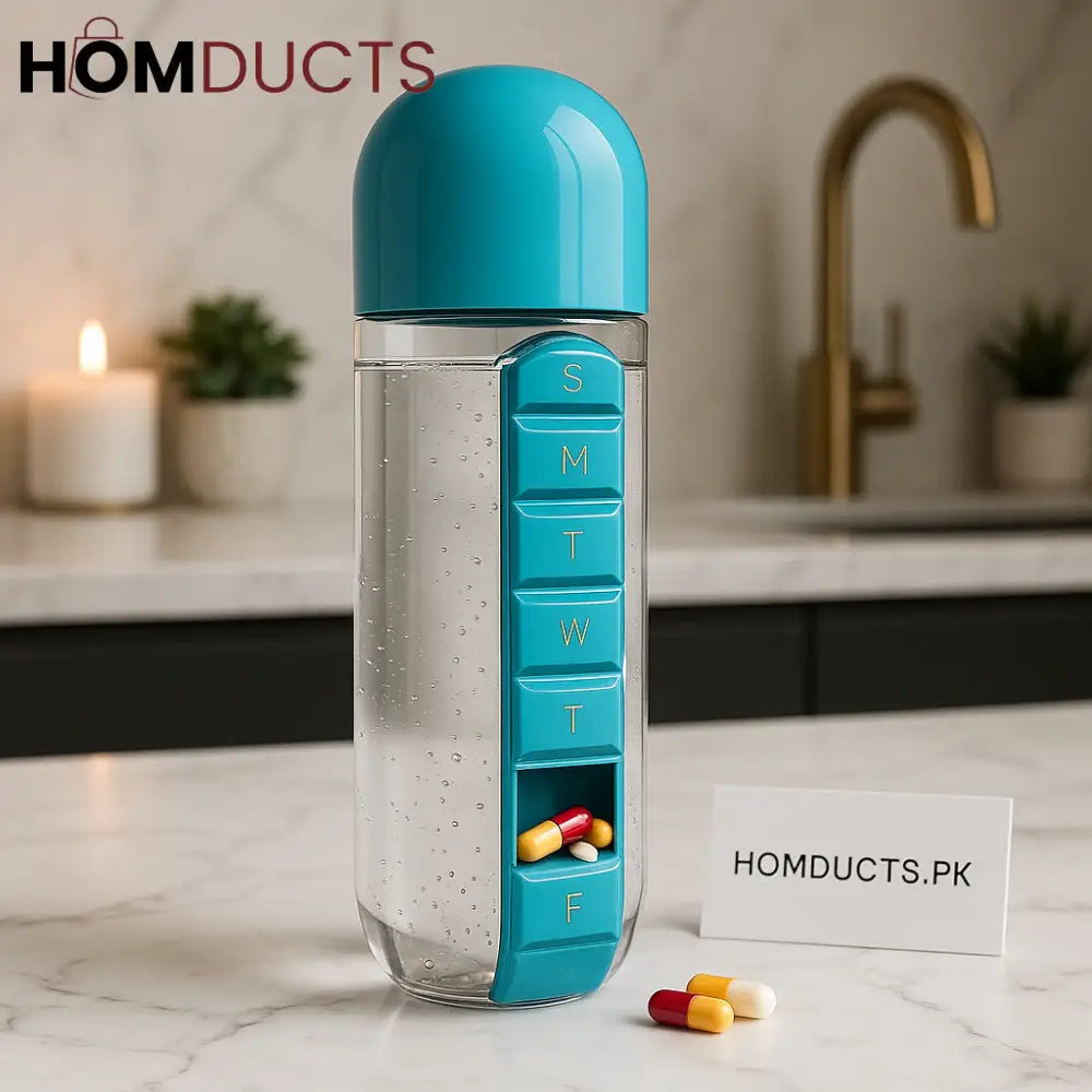 7-Day Pill Organizer Water Bottle – Premium Travel-Friendly Hydration & Medicine Storage