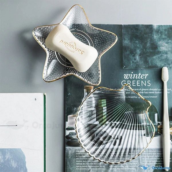 Gold-Trimmed Glass Star-Shaped Serving Dishes Set 8pcs