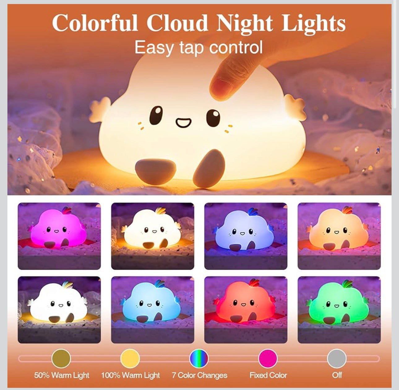 Cute Cloud Night Light Lamp – Soft Glow Kids Bedside Light