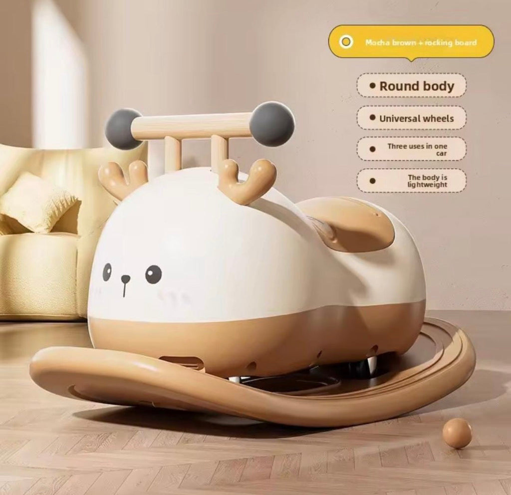 3-in-1 Baby Deer Ride-On Car, Rocking Horse & Balance Board – Multifunctional Kids Twist Toy