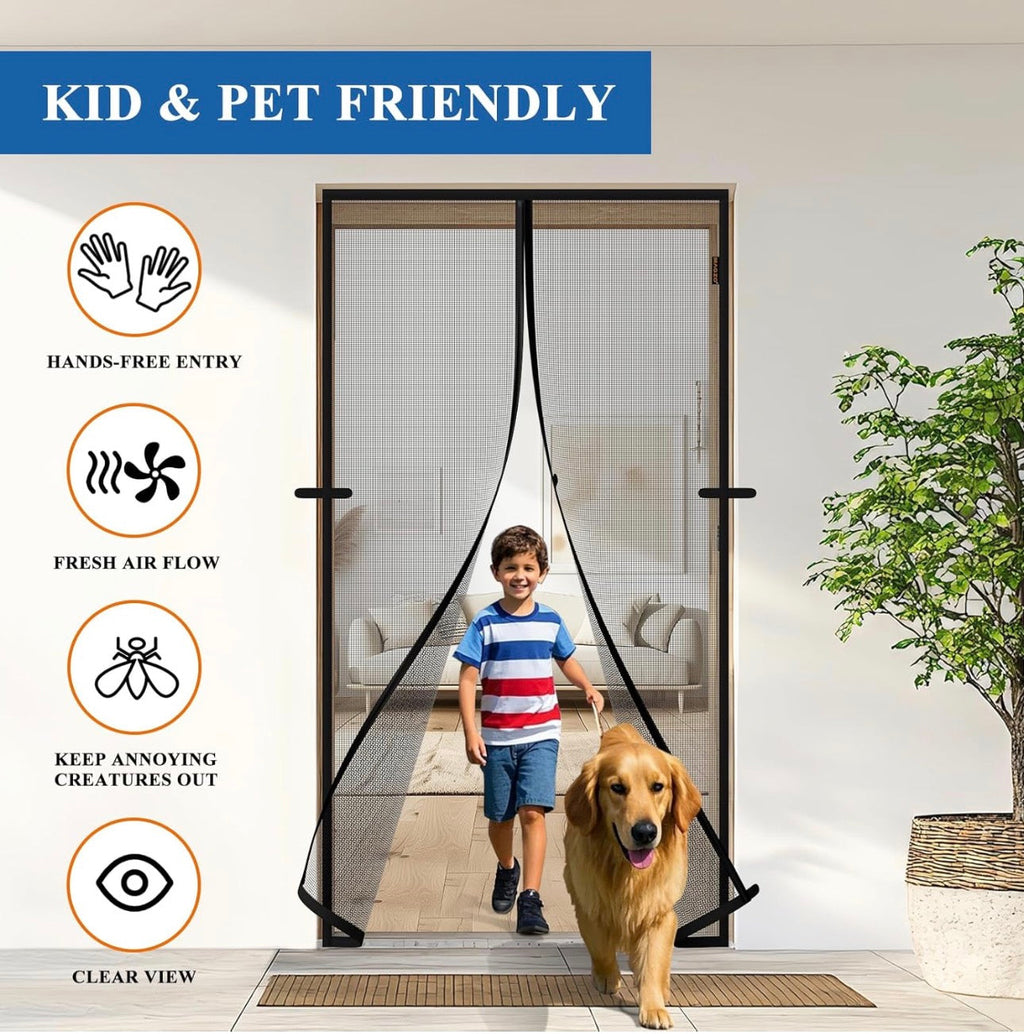Magnetic Mesh Door Screen – Hands-Free Entry, Bug Protection & Pet Friendly