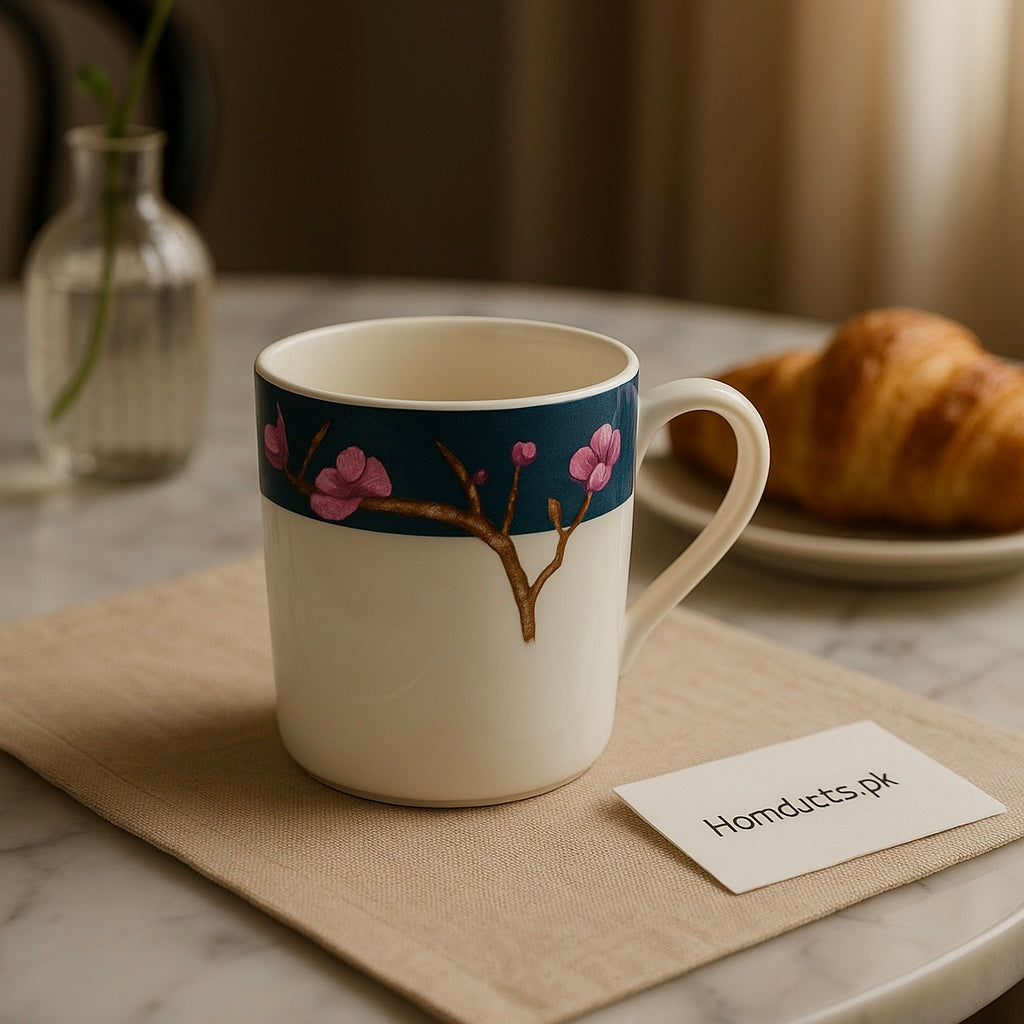 6-Piece Cherry Blossom Ceramic Mug Set – Elegant Floral Tea & Coffee Cups