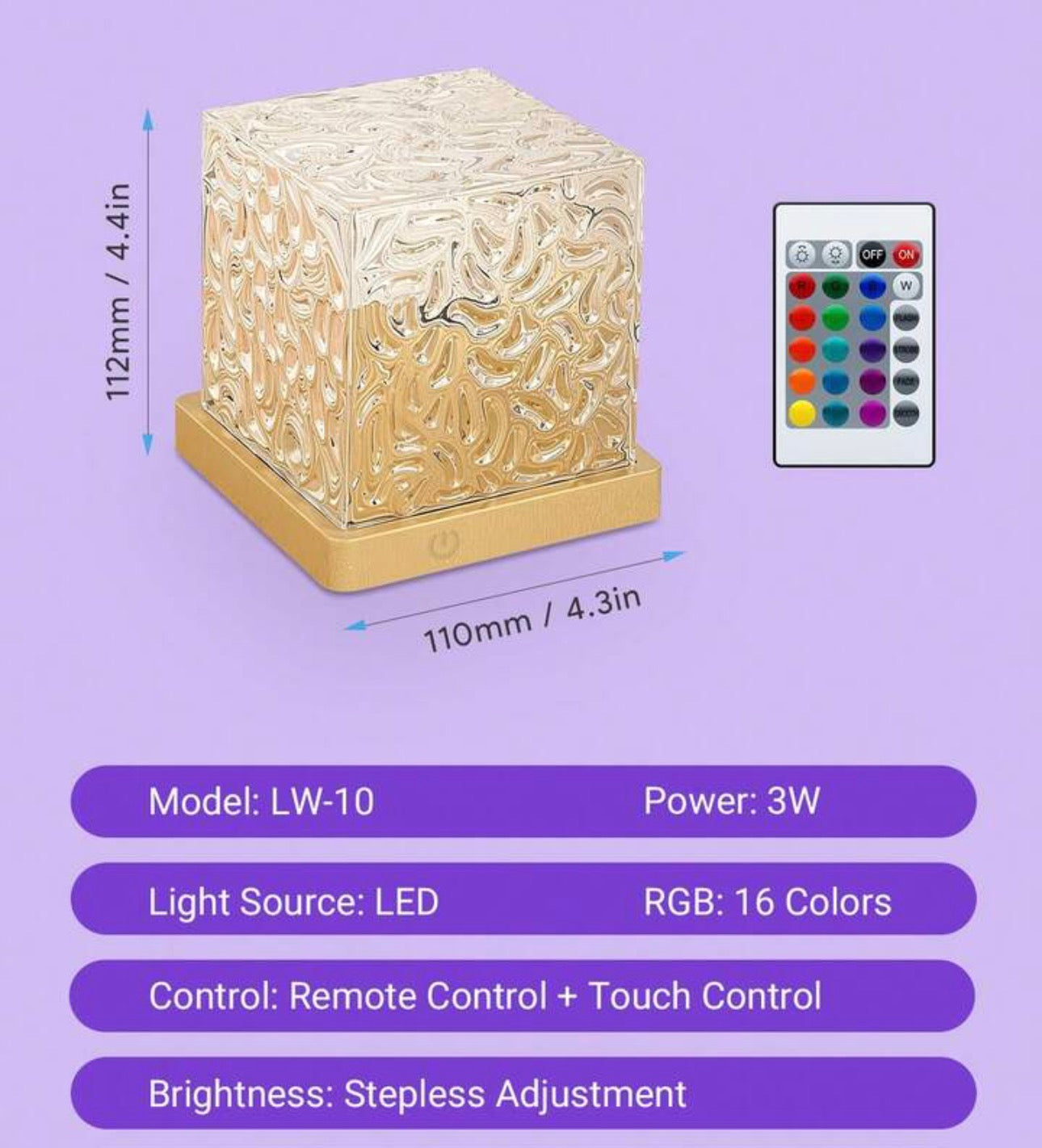 Luxury Crystal Glass Cube LED Ambient Lamp – Modern Decorative Night Light for Home & Office