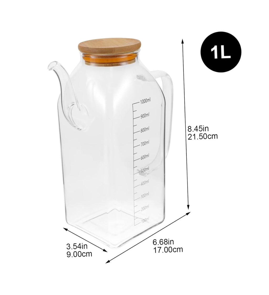 Luxury Glass Oil Dispenser with Wooden Lid – 1000ml (33.8oz) Premium Kitchen Container
