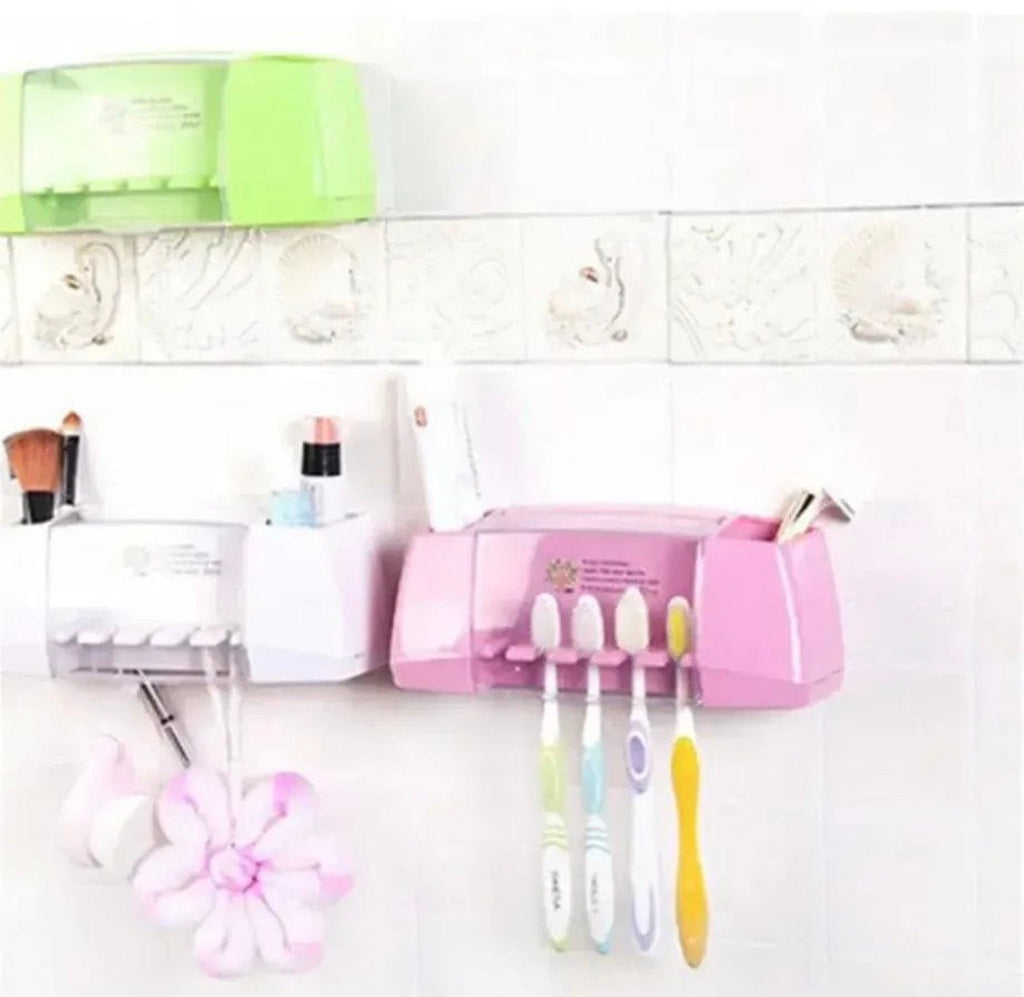 Wall-Mounted Toothbrush Organizer with Cover – Hygienic, Multi-Slot Bathroom Storage