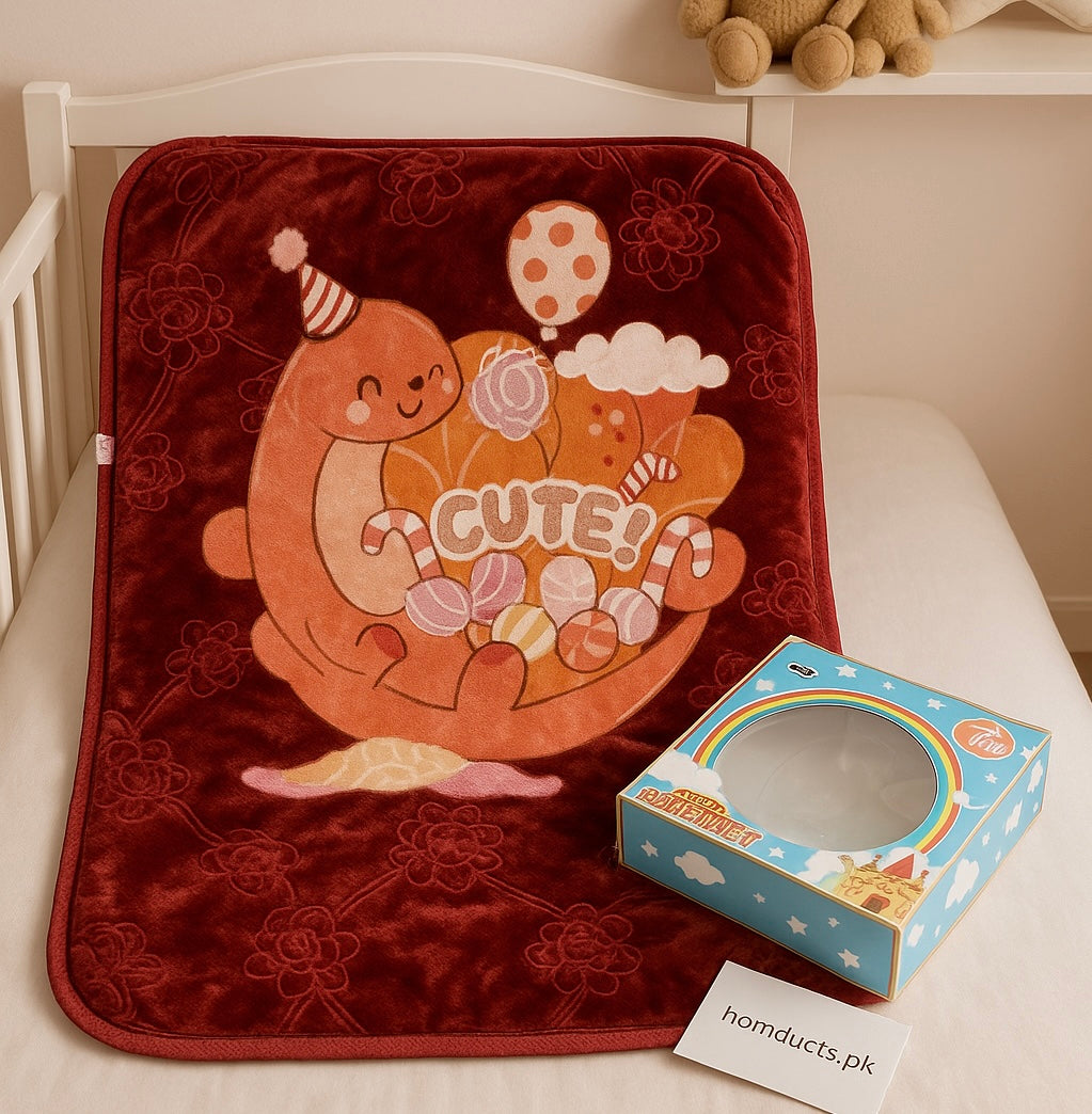 Cute Dino Velvet Baby Blanket – Ultra Soft Embossed Kids Cozy Blanket | Premium Winter Baby Wrap – Homducts.pk