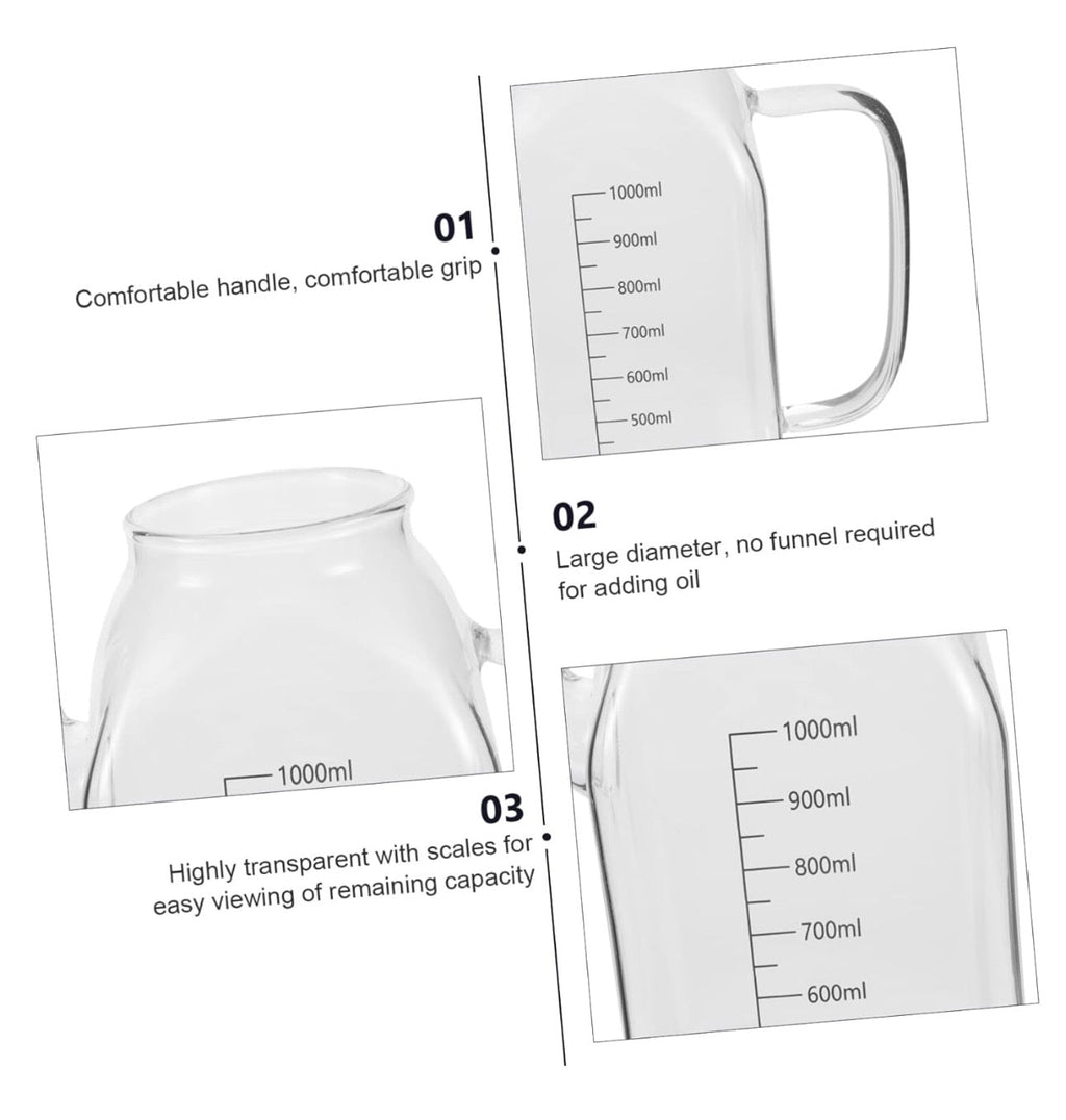 Luxury Glass Oil Dispenser with Wooden Lid – 1000ml (33.8oz) Premium Kitchen Container