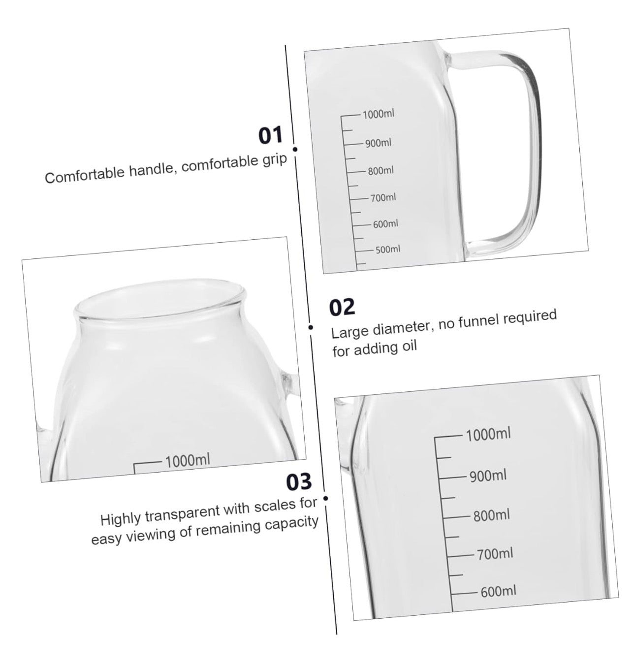 Luxury Glass Oil Dispenser with Wooden Lid – 1000ml (33.8oz) Premium Kitchen Container