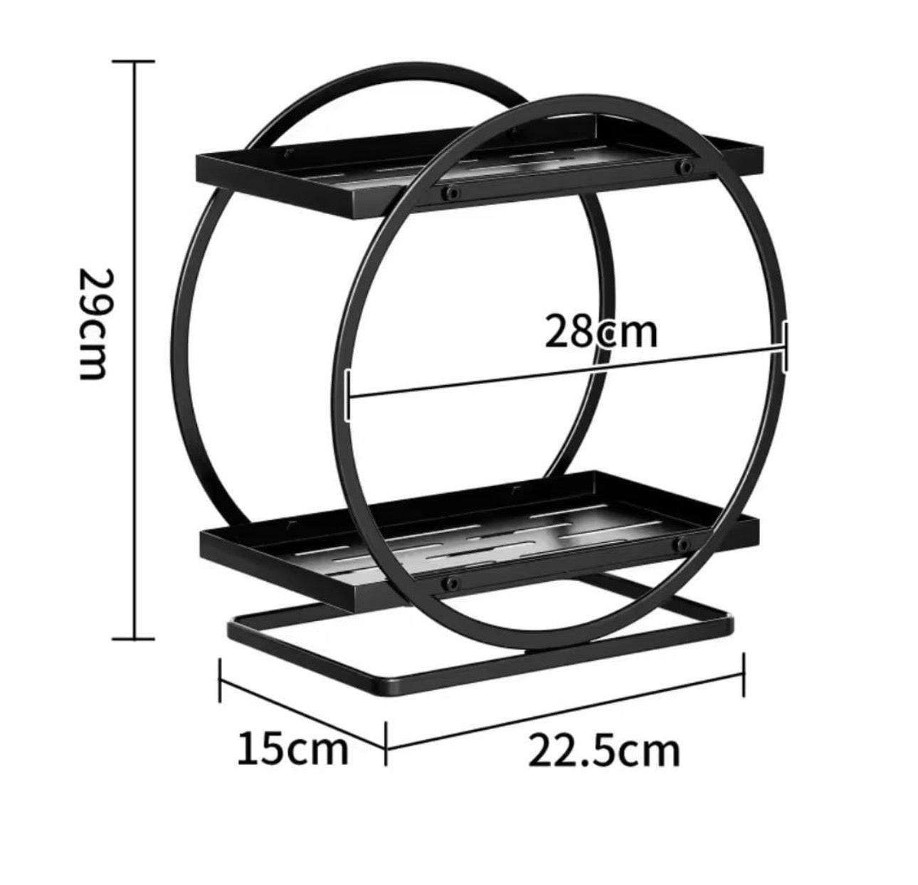 Luxury 2-Tier Round Spice & Condiment Rack – Black Metal Kitchen Organizer Stand