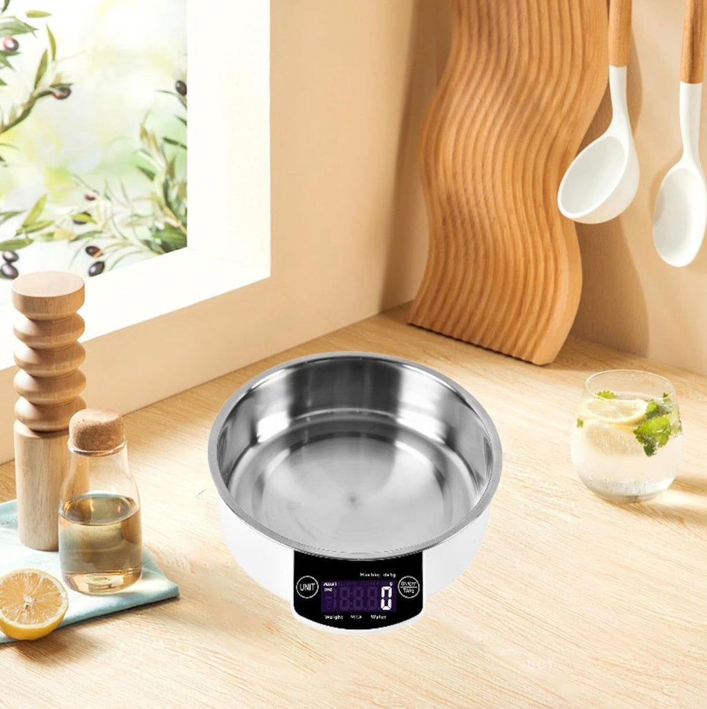 Digital Stainless Steel Kitchen Weighing Bowl Scale – Multifunction LCD Food Measuring Tool