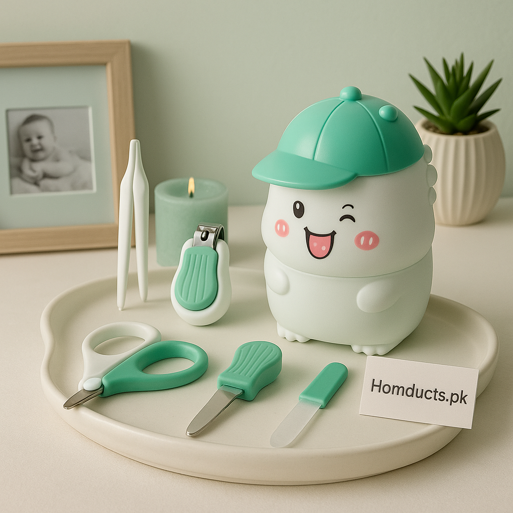 Cute Baby Grooming Kit – 5-in-1 Safe Nail Care Set with Storage Case (Mint Green) | Homducts.pk
