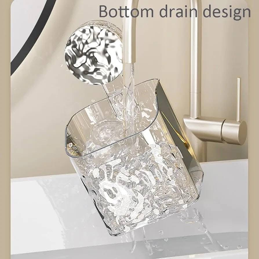 Luxury Crystal-Clear Wall Mounted Bathroom Organizer – Strong Adhesive Shower Storage Rack