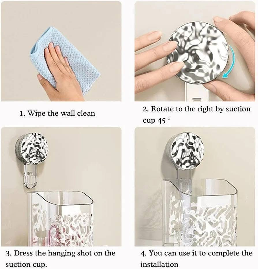 Luxury Crystal-Clear Wall Mounted Bathroom Organizer – Strong Adhesive Shower Storage Rack