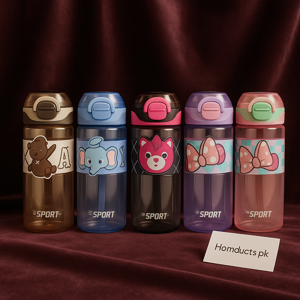 Kids Cartoon Water Bottle – 1 Pc | Leak-Proof Flip Lock Sipper