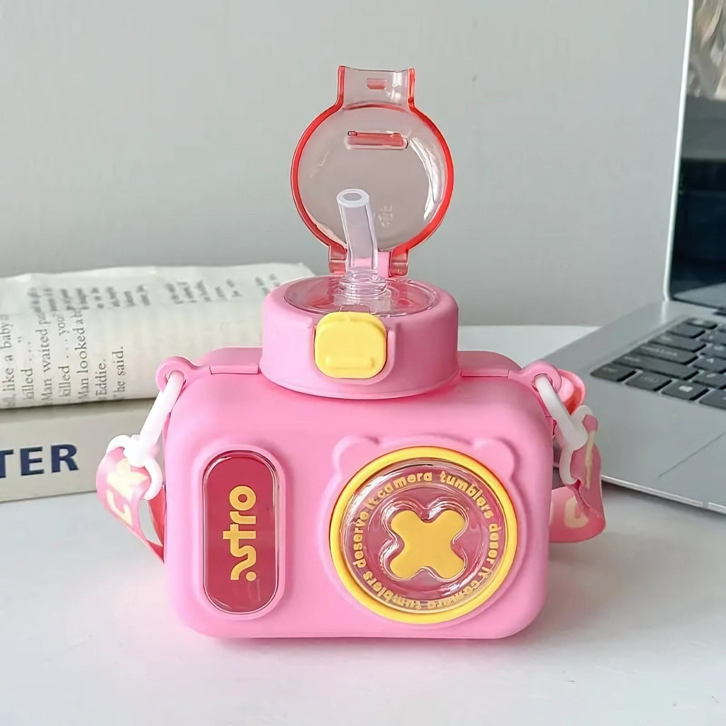 Astro Camera-Shaped Water Bottle with Strap – Premium Kids’ Tumbler
