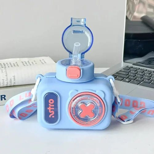 Astro Camera-Shaped Water Bottle with Strap – Premium Kids’ Tumbler