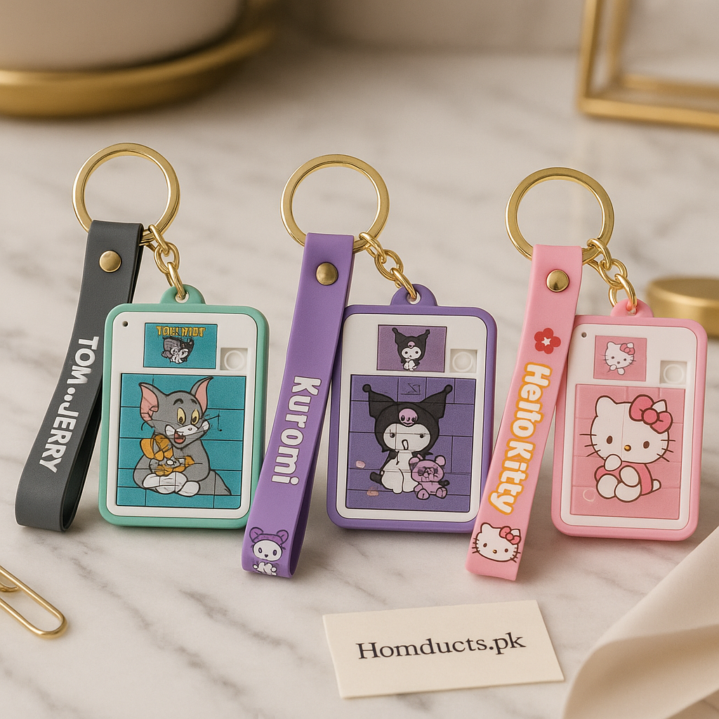 Cartoon Character Puzzle Keychain Set – Tom & Jerry, Kuromi & Hello Kitty
