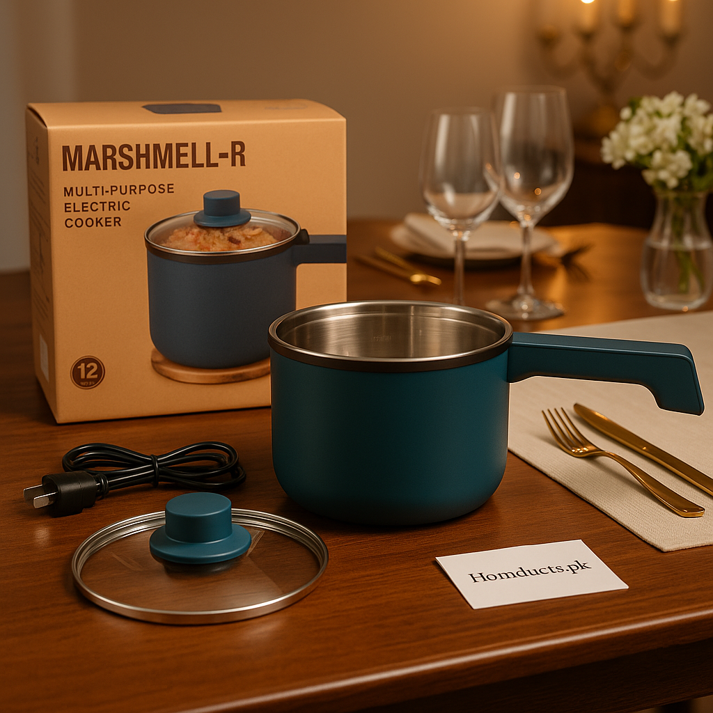 Marshmell-R 1.2L Multi-Purpose Electric Cooker – Premium Non-Stick Mini Pot for Quick Cooking
