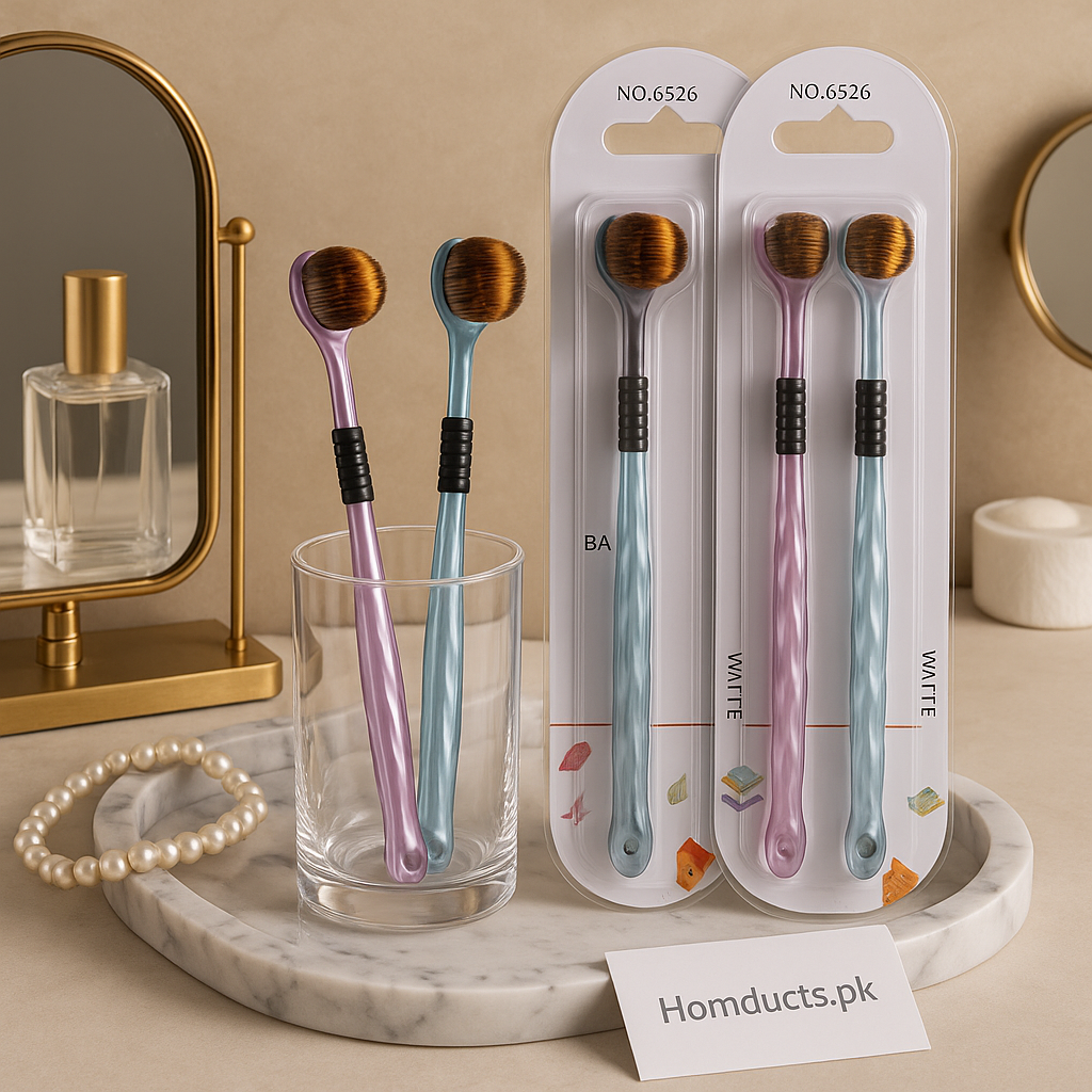 Luxury Dual Oval Makeup Brush Set – Soft Bristle Face & Foundation Applicator