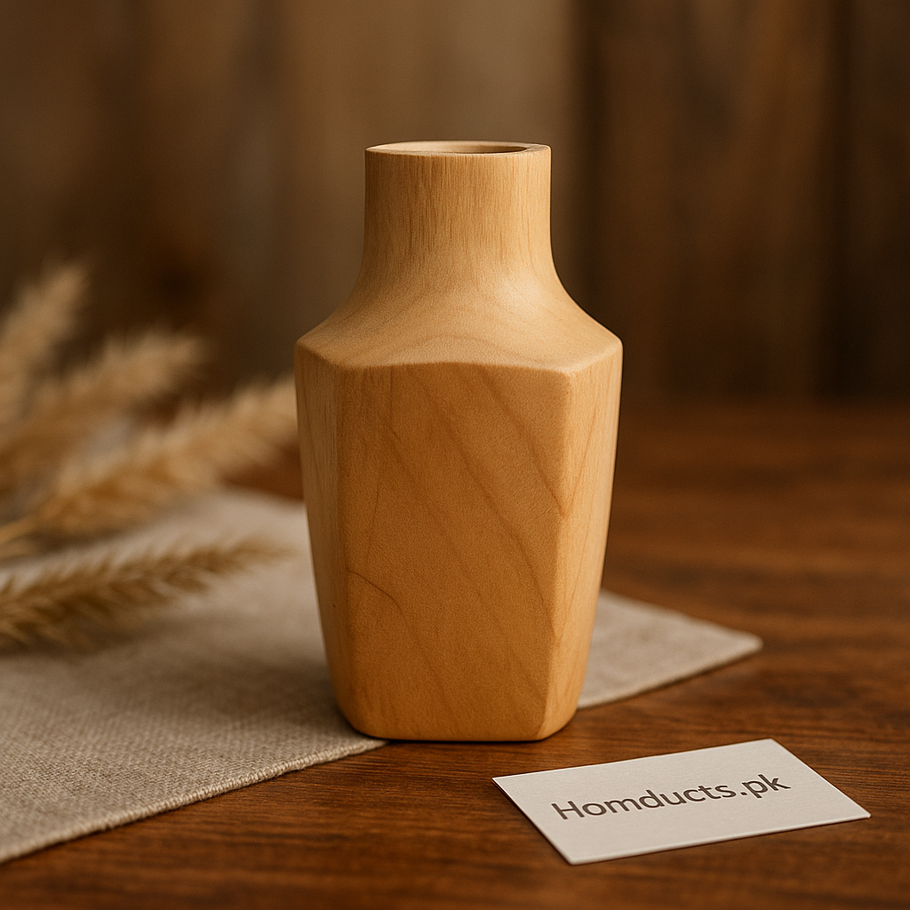 Handcrafted Wooden Vase – Minimalist Rustic Home Décor Accent