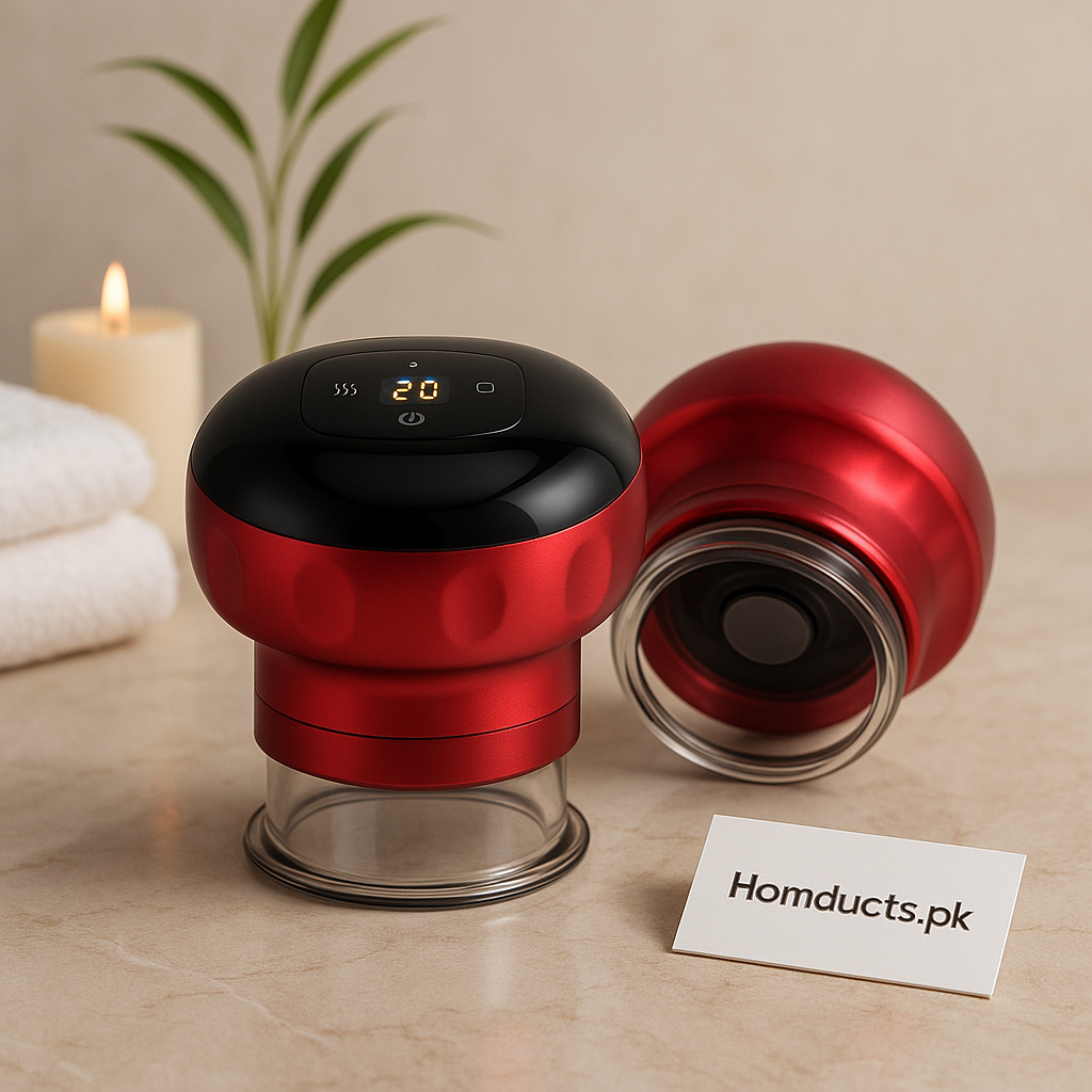 Smart Electric Cupping Therapy Massager – Red & Black Rechargeable Vacuum Suction Muscle Relaxer