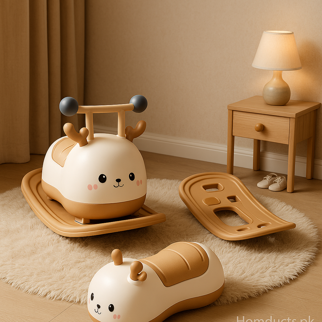 3-in-1 Baby Deer Ride-On Car, Rocking Horse & Balance Board – Multifunctional Kids Twist Toy